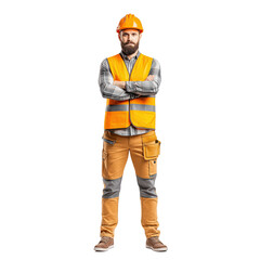 Construction worker posing at construction site professional portrait
