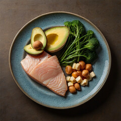 salmon with avocado  and herbs