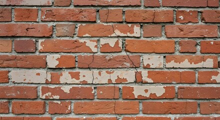 Obraz premium Brick, Wall, Texture, Cracked Red Brick Wall Texture