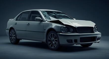 Car accident, Damaged car, Car crash, Damaged Car After Accident - Front View