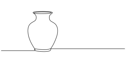 clay pot continuous one line drawing, POTS, Indigenous culture, Sketch, One line drawing of ancient Greek clay vase, isolated on white background, clay jug. antique jug icon. single line vector. 