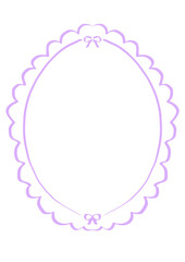 Lace oval frame with cute bow accents, perfect for invitations, greeting cards, scrapbooking, and feminine coquette-style designsin lavender lilac