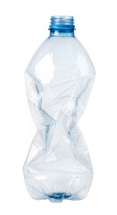Compressed Plastic Bottle for Recycling, Isolated on White or Transparent Background