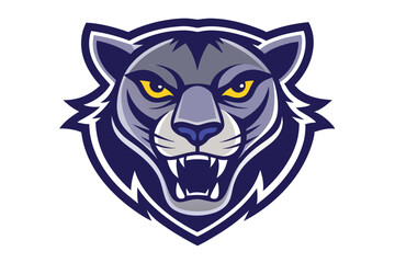 A menacing gray mountain lion with piercing yellow eyes shows sharp teeth fiercely