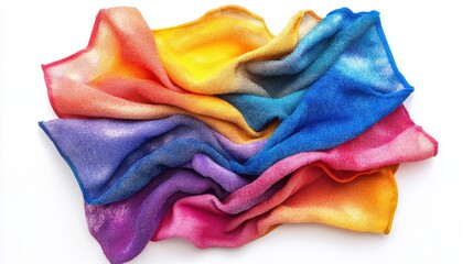 Set microfiber cloths colorful isolated on white,