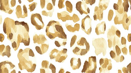 Watercolor leopard print pattern in gold and brown tones.