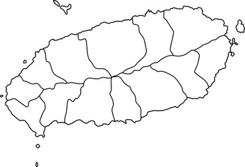 Jeju Island Map Vector Outline Illustration Black White Korea Tourist Destination. Vector design elements.
