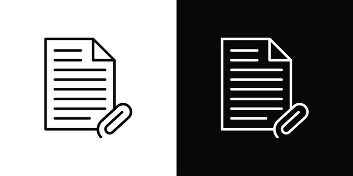 Attach document icon in black. flat graphic vector icon