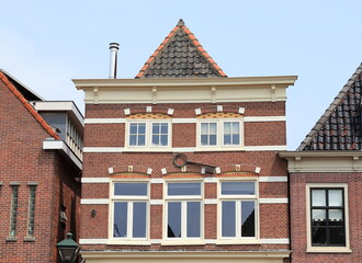 Alkmaar Verdronkenoord Canal House Facade Close Up, Netherlands