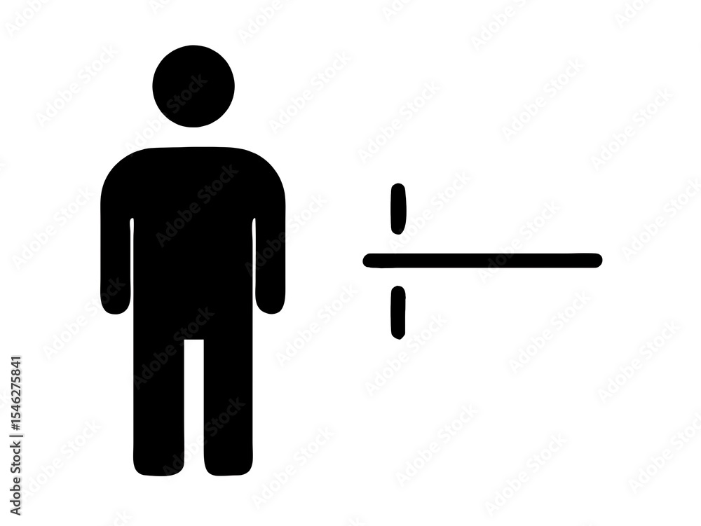 Poster a black stick figure standing next to a horizontal line with two vertical lines attached to it