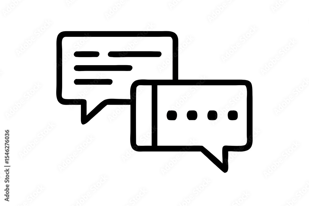 Fototapete a simple line drawing of two speech bubbles overlapping each other on a white background illustratio