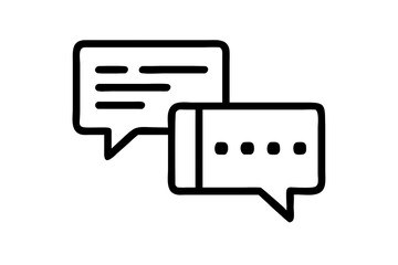 A simple line drawing of two speech bubbles overlapping each other on a white background illustration