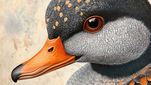 Gadwall bird ( Mareca strepera ) close up 