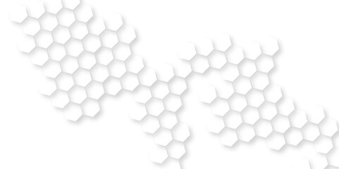 Hexagonal backdrop for cosmetic and technology concepts,  geometric mesh cell texture. modern futuristic abstract embossed paper circles white background, abstract white geometric hexagon pattern.