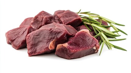 Fresh raw young goat meat isolated on white background 