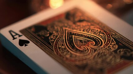 Golden playing card at casino