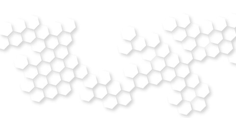 Hexagonal backdrop for cosmetic and technology concepts,  geometric mesh cell texture. modern futuristic abstract embossed paper circles white background, abstract white geometric hexagon pattern.