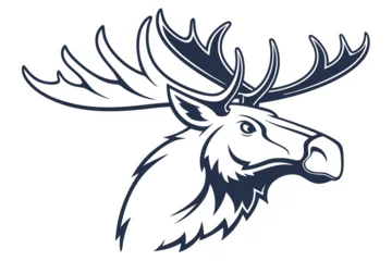Fototapeten Majestic moose head with prominent antlers is drawn in a format © produmnya 