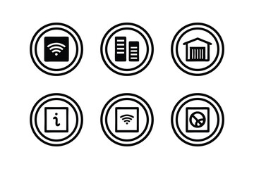Set of six home automation and smart home icons in black