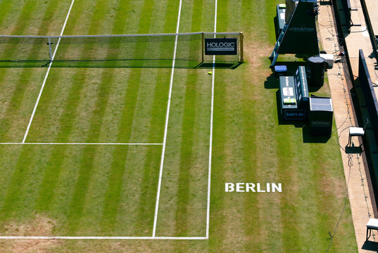 Details of Steffi Graf stadion grass court of Rot Weiss Tennis Club in Berlin during the WTA 500 Berlin Tennis Open by HYLO tournament