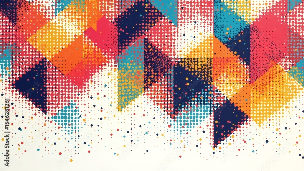 Aufkleber Abstract geometric design in a vibrant color palette, evoking creativity and innovation. This image features a mosaic of colorful shapes and elements