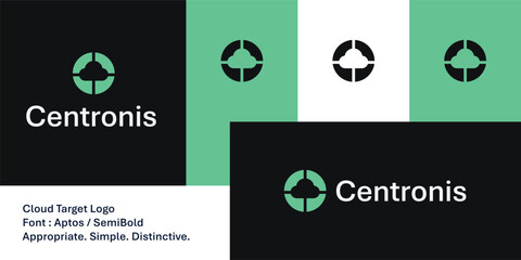 Bold cloud target logo with crosshair symbol for modern tech brands