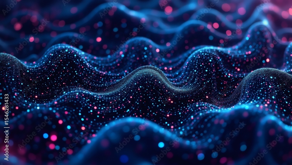 Aufkleber abstract wavy background with neon lights and glitter, an artistic expression of particles. evokes a
