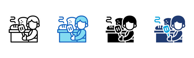 Bread Paddle icon Multi Style Vector Illustration 