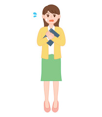 驚いた表情の若手女性教師のイラスト/Surprised Young Female Teacher Illustration