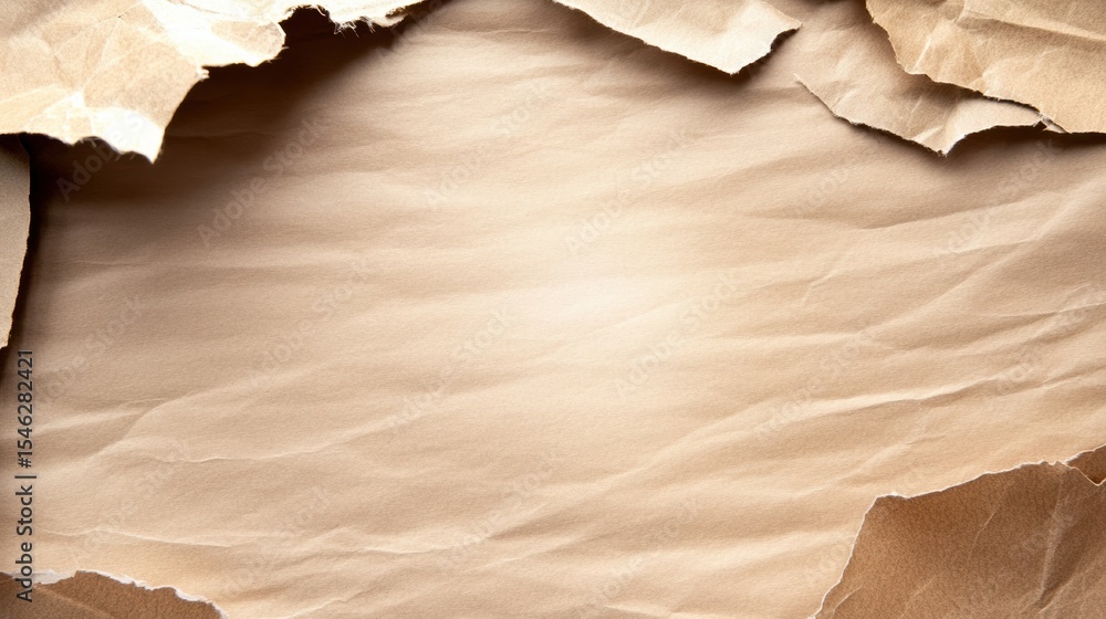 Poster textured background of crumpled brown paper, ideal for creating unique designs and enhancing visual 