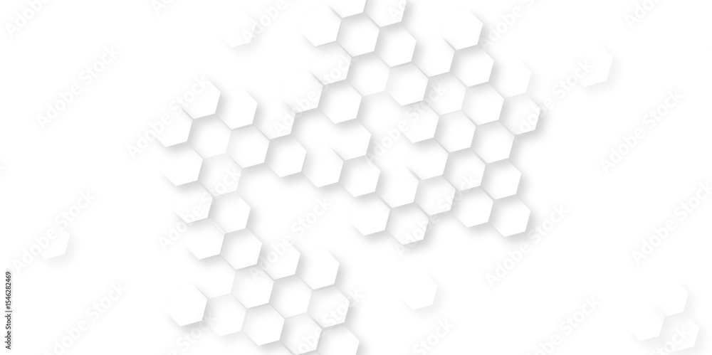 Poster hexagon white light and shadow background, modern abstract vector polygonal pattern luxury white pat