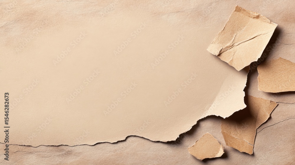 Poster torn paper background with a blank space for creative designs or text applications, offering a textu