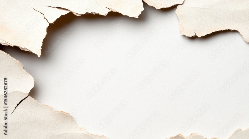 Poster torn paper border showcasing a clean white space, perfect for adding text or images. ideal for creat