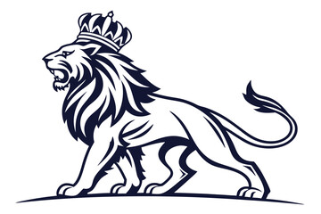 Majestic lion wearing royal crown growls, powerful feline embodies noble strength and courage
