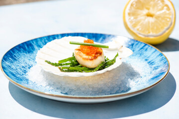 scallop with red caviar