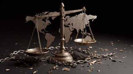 Global Scale with World Map for International Anti-Corruption Day