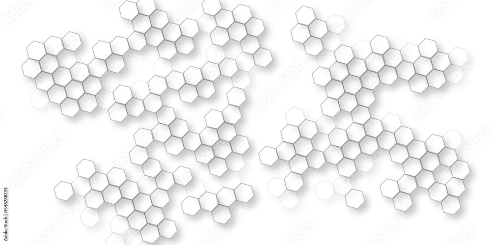 Poster hexagon white light and shadow background, modern abstract vector polygonal pattern luxury white pat