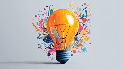 Colorful Paint Splatters Light Bulb for World Creativity and Innovation Day