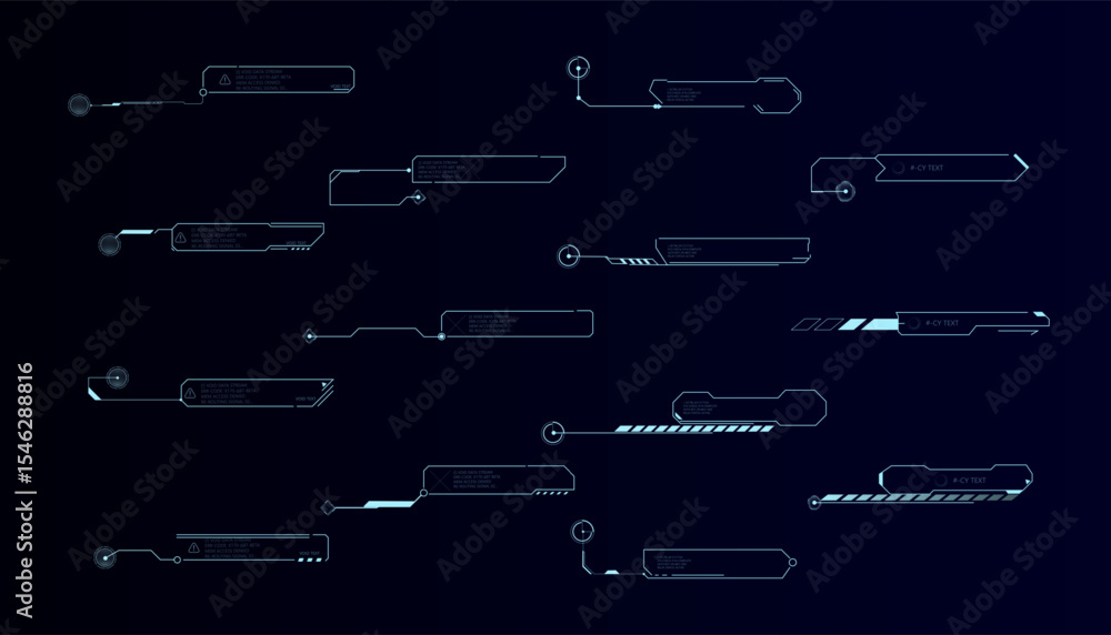 Aufkleber Technological set of interface frames in sci-fi HUD style. Used for visual effects, screens and techno UI.