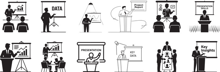 Business presentations data analysis key insights reports. eps-10
