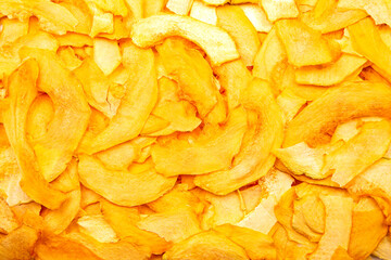 texture and background of dried melon slices. fruits and vitamins. Healthy food.