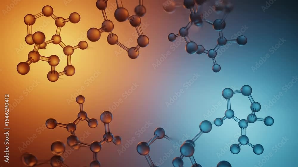 Aufkleber abstract molecular structures in motion against gradient background