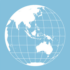 World globes maps set. Europe, Asia, North and South America, Oceania, Africa globe maps. Earth globe icons isolated on blue background. Vector illustration © zi_zoup