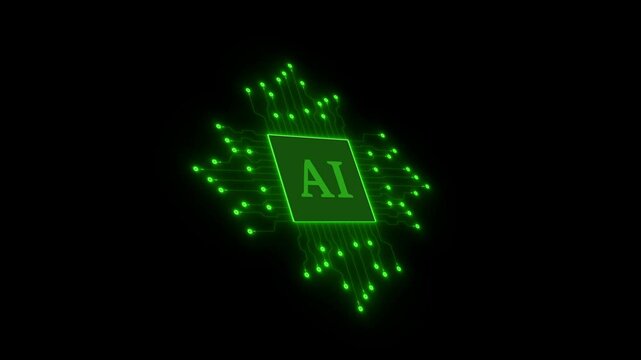 Advanced Futuristic 4K AI chip set and electric circuit with data transfer moving on dark background for technology cyber and futuristic concept Technology