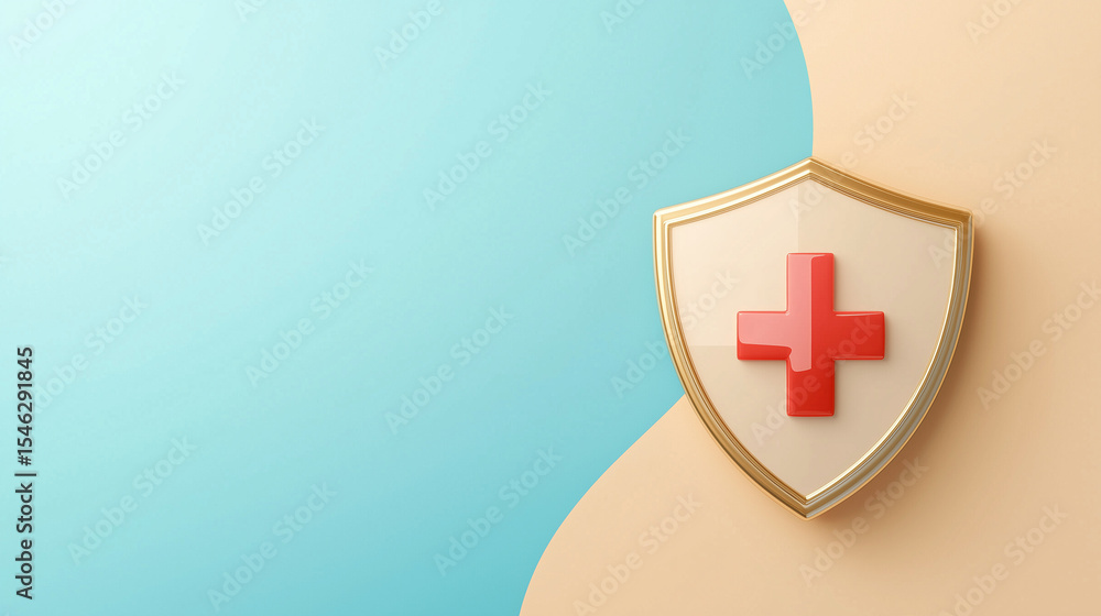 Poster banner for world patient safety day with sky blue to soft golden gradient background featuring 3d sh