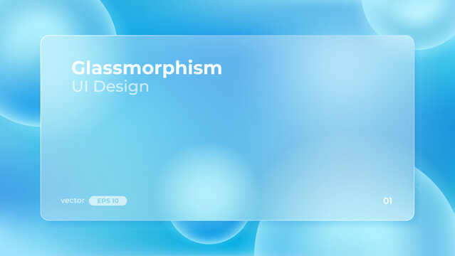 Glassmorphism UI. User interface elements for mobile app. Glass texture icons set. Vector. Simple modern design. For web, social media, business. Eps10 illustration. Abstract background. Blue color.