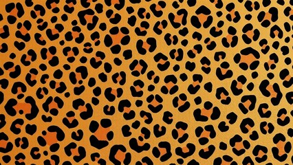 Leopardenmuster in Schwarz auf orangem Hintergrund – ideal für Mode, Textilien und Grafikdesign.