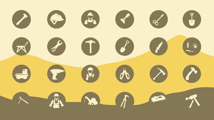 Labor line editable icon set. Contains icons related to labor, construction, labour day, renovation, and more. Vector illustration. make 30 vectors on one image