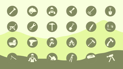 Labor line editable icon set. Contains icons related to labor, construction, labour day, renovation, and more. Vector illustration. make 30 vectors on one image