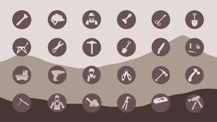 Labor line editable icon set. Contains icons related to labor, construction, labour day, renovation, and more. Vector illustration. make 30 vectors on one image